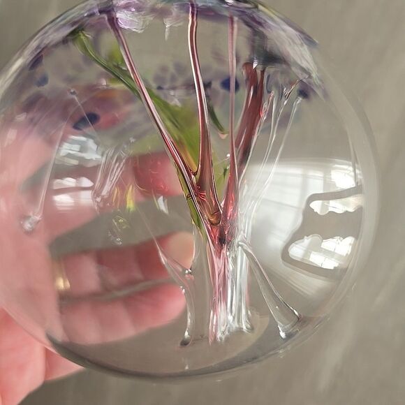KITRAS ART GLASS Tree Of Life Enchantment 4" Large Orb Ornament Hand Blown Glass - Picture 3 of 9
